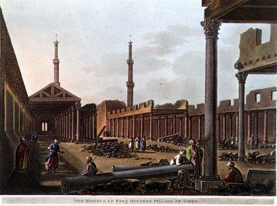 开罗的四百柱清真寺，板块28来自《埃及风景》，由托马斯-米尔顿（1743-1827）雕刻，由罗伯特-鲍耶（1758-1834）出版，1802年（水印）。 作者 路易吉（继）梅耶尔