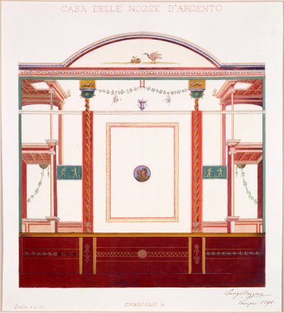 从银色婚礼的房子，庞贝城，1897年的墙壁装饰 作者 路易吉·巴扎尼（Luigi Bazzani）