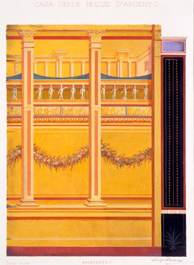 从银色婚礼的房子，庞贝城，1897年的墙壁装饰 作者 路易吉·巴扎尼（Luigi Bazzani）
