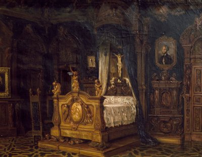 贵族Gian Giacomo Poldi Pezzoli的卧室内部，约1860年 作者 路易吉·比斯