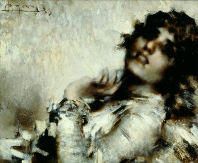 妇女肖像》，路易吉-康科尼（1852-1917 年）创作，布面油画，50x60 厘米 作者 路易吉·康科尼（Luigi Conconi）