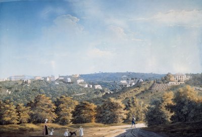 卡波迪蒙特山和沿庞蒂罗西路的别墅（水粉画 作者 路易吉·费戈拉