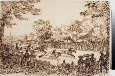 赛马（可能是圣乔瓦尼和佛罗伦萨的盛宴）（墨水，约 1825 年） 作者 路易吉·加里波