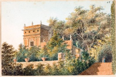 热那亚 Pallavicini delle Peschiere 别墅景观（水彩，约 1825 年） 作者 路易吉·加里波