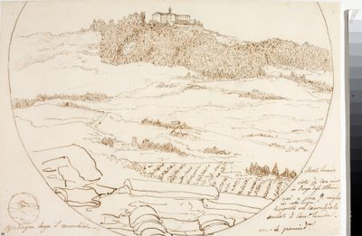 佛罗伦萨附近的 monte Senario 景观（绘图，约 1833 年） 作者 路易吉·加里波