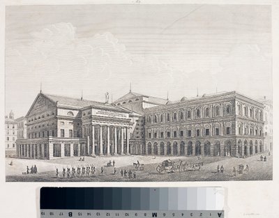View of the Carlo Felice Theatre and the Palace of the Accademia in Genoa (Etching 作者 路易吉·加里波