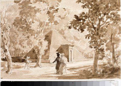 佛罗伦萨Parco delle Cascine的金字塔景观（水彩画，约1820年）。 作者 路易吉·加里波