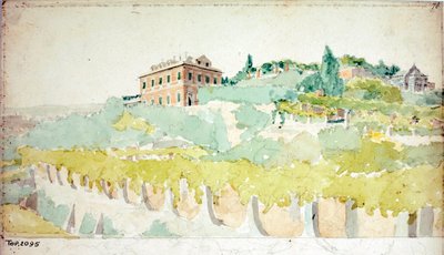 在热那亚被称为 Villetta Di Negro 的 Marquis Gian Carlo di Negro 别墅景观（水彩，约 1820 年） 作者 路易吉·加里波