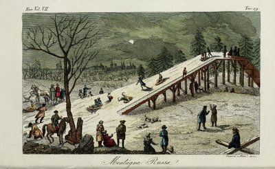 过山车。朱利奥·费拉里奥（Giulio Ferrario）的古代和现代风俗或政府史插图，1831年 作者 Luigi Giarrè
