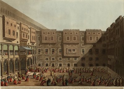 马穆鲁克斯（Mamluks）在Murad Beys Palace广场上锻炼，1802年 作者 路易吉·梅耶（Luigi Mayer）