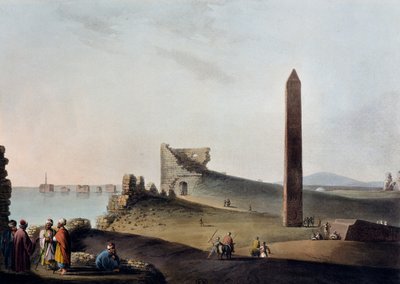 被称为埃及艳后之针的亚历山大方尖碑，由路易吉-迈尔（1755-约1803）雕刻，出自《埃及、巴勒斯坦和奥斯曼帝国其他地区的风景》。 作者 路易吉·梅耶（Luigi Mayer）