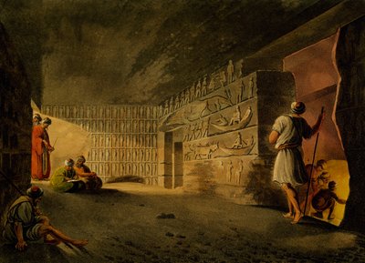 吉萨金字塔的地下室，雕刻，由Luigi Mayer（1755年-约1803年）完成，出自《在埃及、巴勒斯坦和奥斯曼帝国其他地区的风景》。 作者 路易吉·梅耶（Luigi Mayer）