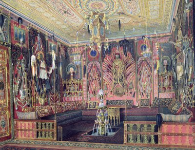 位于Tsarskoye Selo的凯瑟琳宫的阿拉伯音乐厅，1850年（纸张上的白色和白色） 作者 路易吉·普雷马齐（Luigi Premazzi）