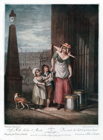 1793年《女仆下方的牛奶》。 作者 路易吉·夏瓦尼蒂（Luigi Schiavonetti）