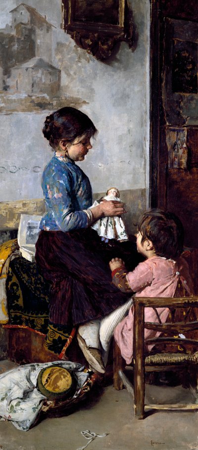 快乐的日子》，路易吉-塞雷纳（1855-1911 年）的油画，布面油画 作者 路易吉塞雷纳