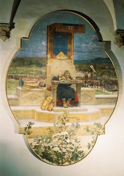 伊尔内利奥注意到旧法律，由路易吉-塞拉（1846-1888）创作，独立壁画，486x355厘米 作者 Luigi Serra