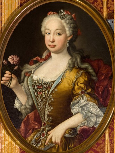 葡萄牙玛丽-芭芭拉（Marie Barbara de Bragance）--洛可可风格：葡萄牙王妃芭芭拉（1711-1758 年）的肖像 par Melendez, Luis Egidio（1716-1780 年），约 1729-1735 年。布面油画，83x65。塞维利亚市议会 作者 路易斯·埃吉迪奥·梅伦德斯