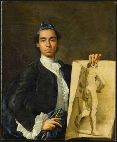 抱着学术研究的自画像，1746年。 作者 路易斯·埃吉迪奥·梅伦德斯