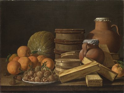橘子和核桃静物画，1772年 作者 路易斯·埃吉迪奥·梅伦德斯