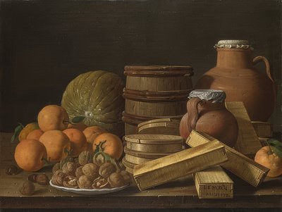 静物与橘子和核桃。 1772 作者 路易斯·埃吉迪奥·梅伦德斯