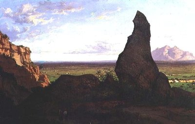 有突出岩石的风景（布面油画 作者 路易斯·里加特