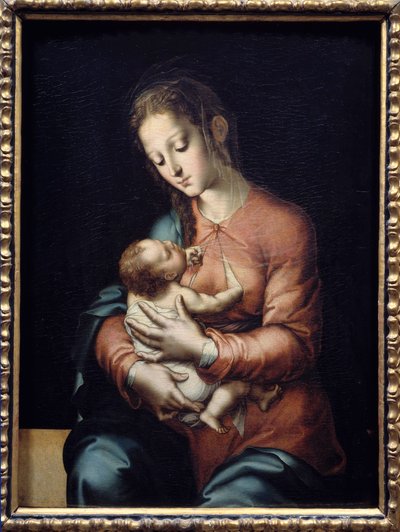路易斯·德·莫拉莱斯（Luis de Morales，1500-1586 年）16 世纪的《圣母子》画作。 0.84 x 0.64 m 马德里，普拉多博物馆 作者 路易斯·德·莫拉莱斯