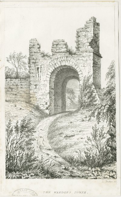 达德利城堡--"典狱长之塔"：石版画，nd [c 1825] (印刷品) 作者 卢克·布克
