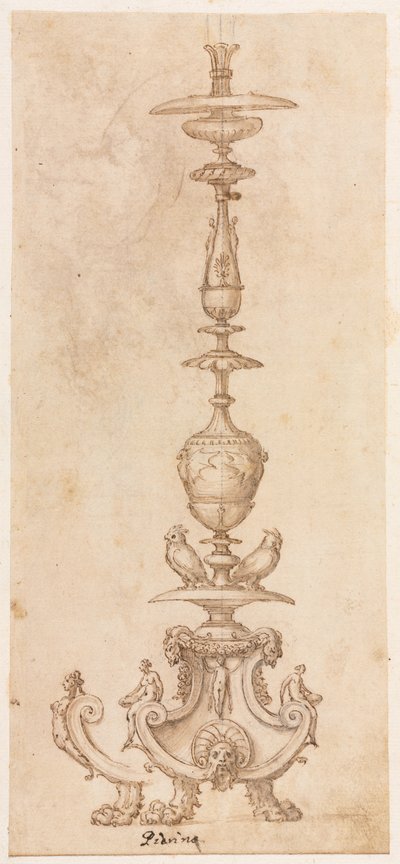 烛台设计，1500年代中期。 作者 卢齐奥·罗马诺（Luzio Romano）