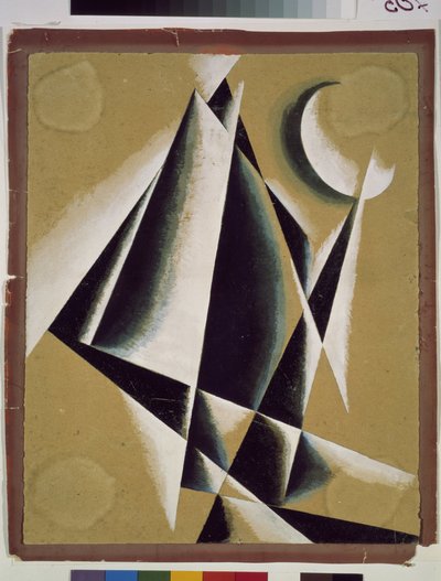 建筑。Lyubov (Lyubov) Sergeyevna Popova（1889-1924 年）的作品，纸板上的水粉画 作者 柳博夫·谢尔盖维娜·波波娃