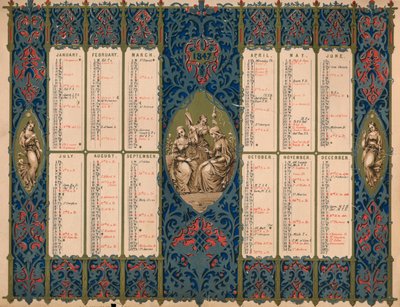 带有圣人节和皇家生日的日历，1847年。 作者 M和N汉哈特