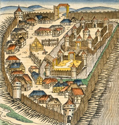 Sabatz，来自&39;The Liber Chronicle&39;（纽伦堡纪事报）的插图，来自Hartmann Schedel（1440-1514），酒吧。纽伦堡，1493年（手工彩色雕刻） 作者 M.和Pleydenwurff，W.Wolgemuth