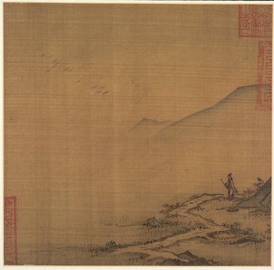 有飞翔的鹅的风景，12世纪中期。 作者 马琳