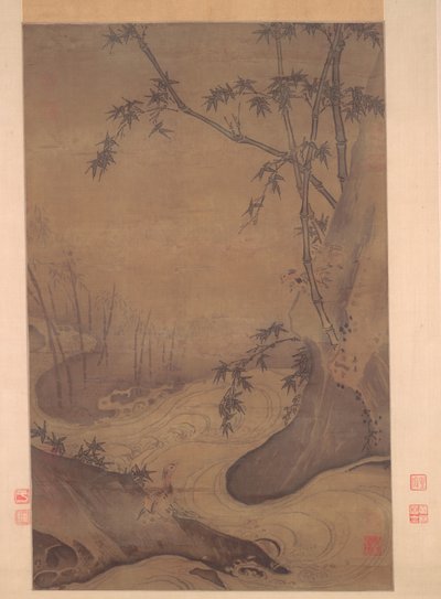 溪流边的竹子和鸭子 作者 马媛