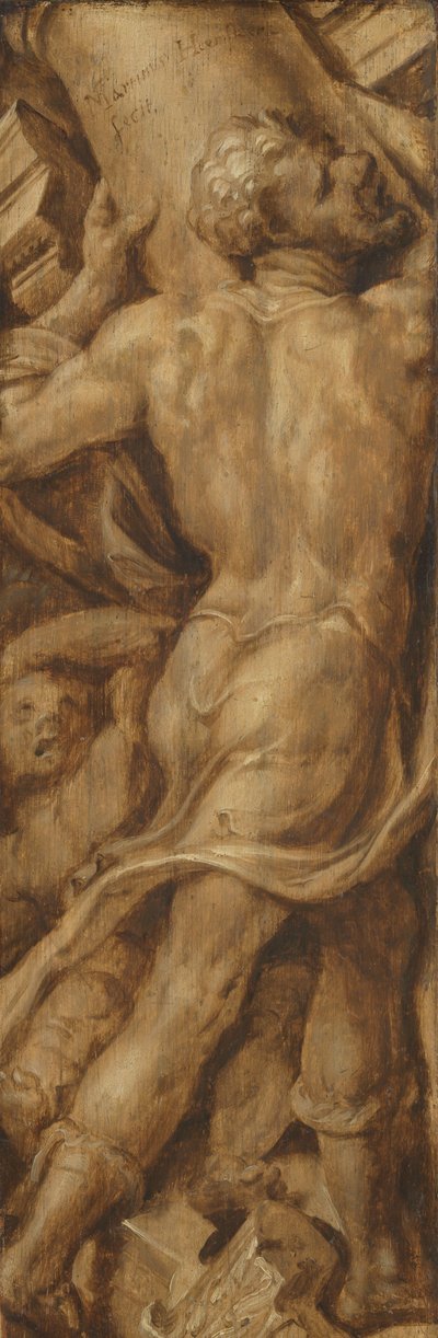 参孙击碎圣殿的柱子 作者 Maarten van Heemskerck（艺术家签名）