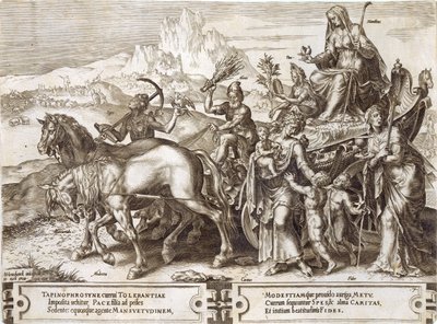 谦卑，来自“人类的变迁”的第7页，1564 作者 Maarten van Heemskerck