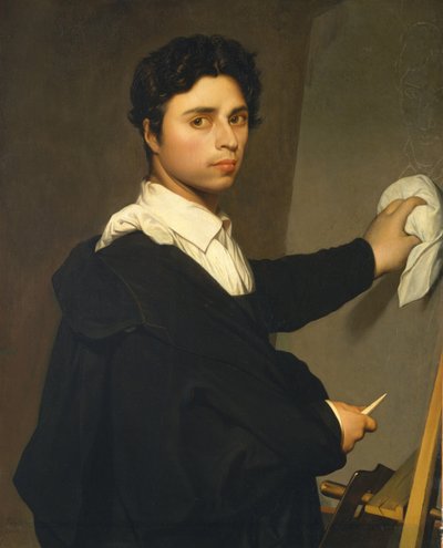 年轻人时的Ingres，约1850-60年（布面油画） 作者 古斯塔夫·希克特夫人