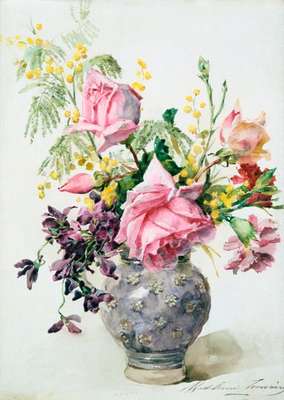 玫瑰花瓶》，约1865-1928年 作者 马德琳（Madeleine Jeanne Lemaire）