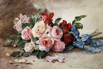 玫瑰花束玛德琳-让娜-勒梅尔（1845-1928 年）的画作，私人收藏。 作者 马德琳·勒梅尔（Madeleine Lemaire）