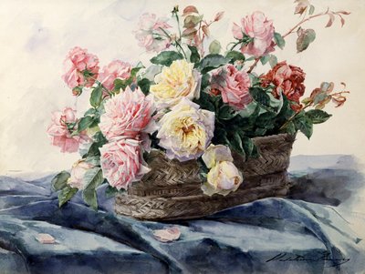 玫瑰花篮玛德琳-让娜-勒梅尔（1845-1928 年）的画作，私人收藏。 作者 马德琳·勒梅尔（Madeleine Lemaire）