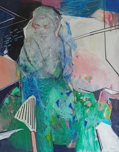 我的空间 2》，2023 年（丙烯酸和粉彩画布） 作者 