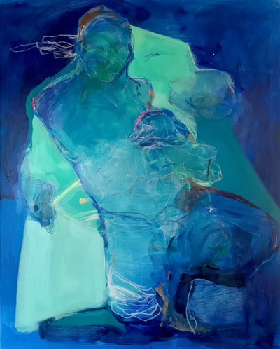 我们在静止中展开：感觉的回声，2025 年（丙烯酸和粉彩画布） 作者 