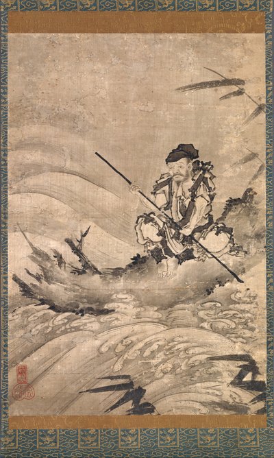 中国探险家张骞在木筏上，16世纪中期。 作者 前岛宗友