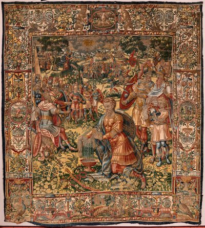 教区博物馆（Museo Diocesano）。弗拉芒挂毯。布鲁塞尔。弗朗索瓦-格伯斯工作室。基甸的故事系列。羊毛的奇迹（Prueba del vellón de lana）。丝绸和羊毛。Vicente Roca de la Serna 主教遗赠。巴洛克风格。1534-1571, i 作者 梅尔滕·范·海姆斯克