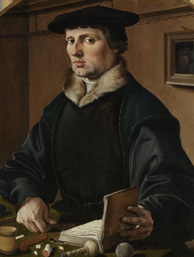 一个男人的肖像，可能是Pieter Gerritsz Bicker，1529 作者 梅尔滕·范·海姆斯克