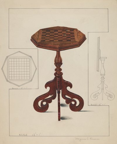 Checker-board Table-tilt Top, 约1936年。 作者 马格努斯·S·福萨姆