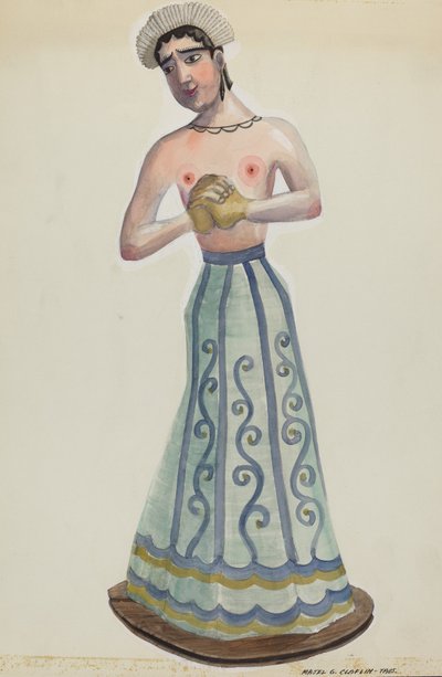 八个处女中的圣诞老人之一正面图，约1937年。 作者 马杰尔·G·克拉弗林
