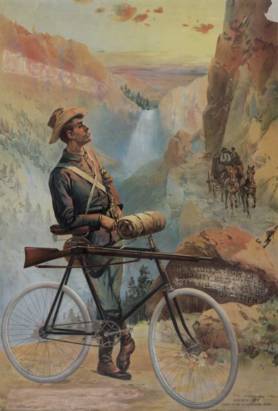 金门，日落在黄石公园，c.1897（chromolithograph） 作者 少校和纳普·萨罗尼
