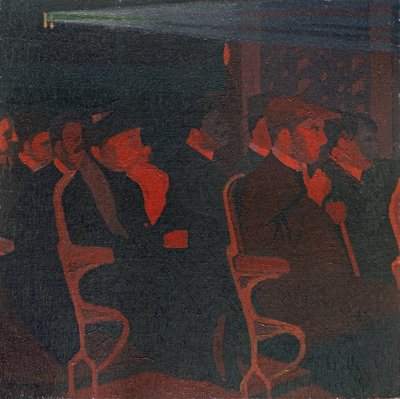 在电影院，约 1915 年（布面油画） 作者 马尔科姆·德拉蒙德（Malcolm Drummond）