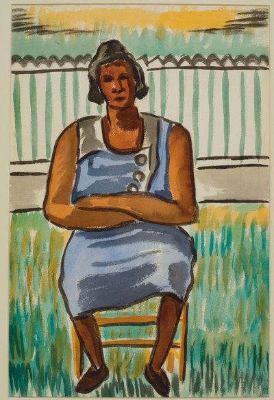 人物坐像，约 1934 年（纸面水彩画） 作者 马尔文·格雷·约翰逊（Malvin Gray Johnson）