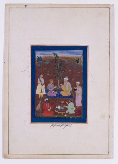 王子会见穆斯林圣人，莫卧儿王朝，贾汉吉尔统治时期，约 1610 年（纸面墨水、水彩和金色）。 作者 马诺哈尔（工作室）（attr. to）
